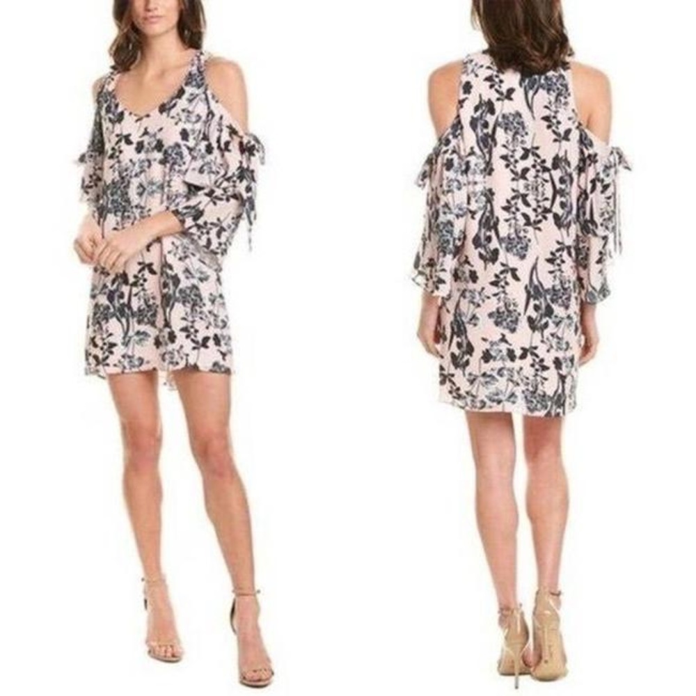 NEW Parker Pink Black Floral Cold Shoulder  Dress
